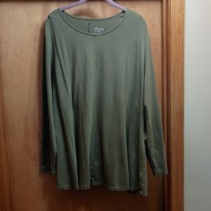 Denim&Co Green Oversized Long Sleeve Tunic